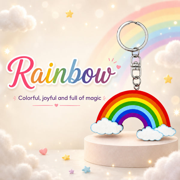 Wooden Rainbow Keyring