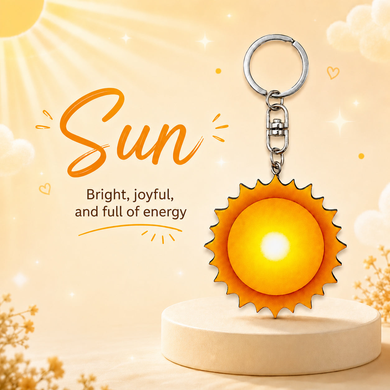 Wooden Sun Keyring