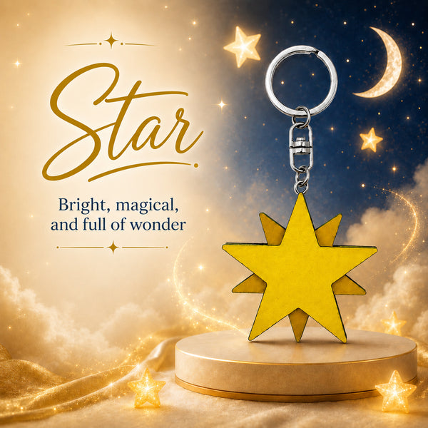 Wooden Star Keyring