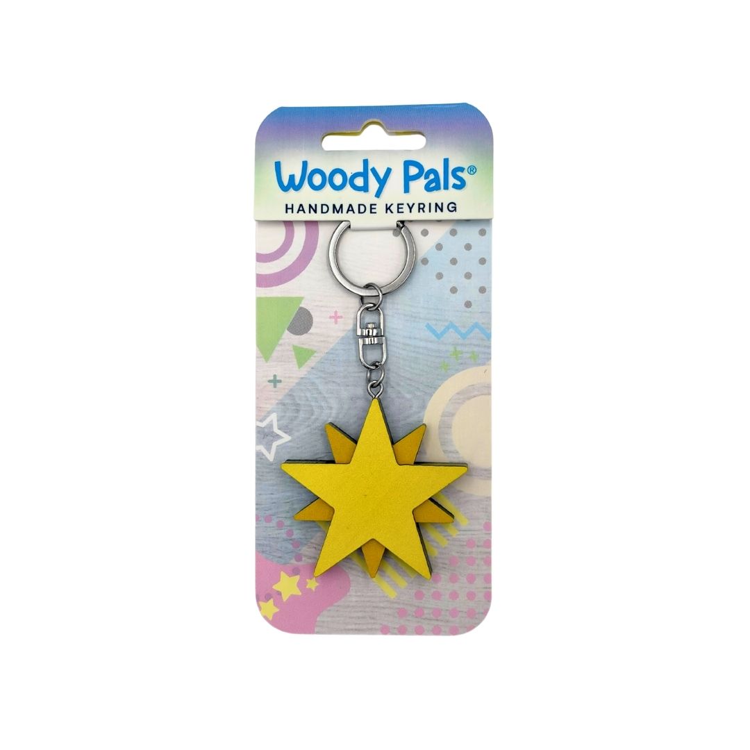 Wooden Star Keyring