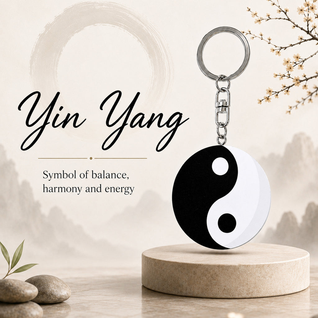 Wooden Yin Yang Keyring