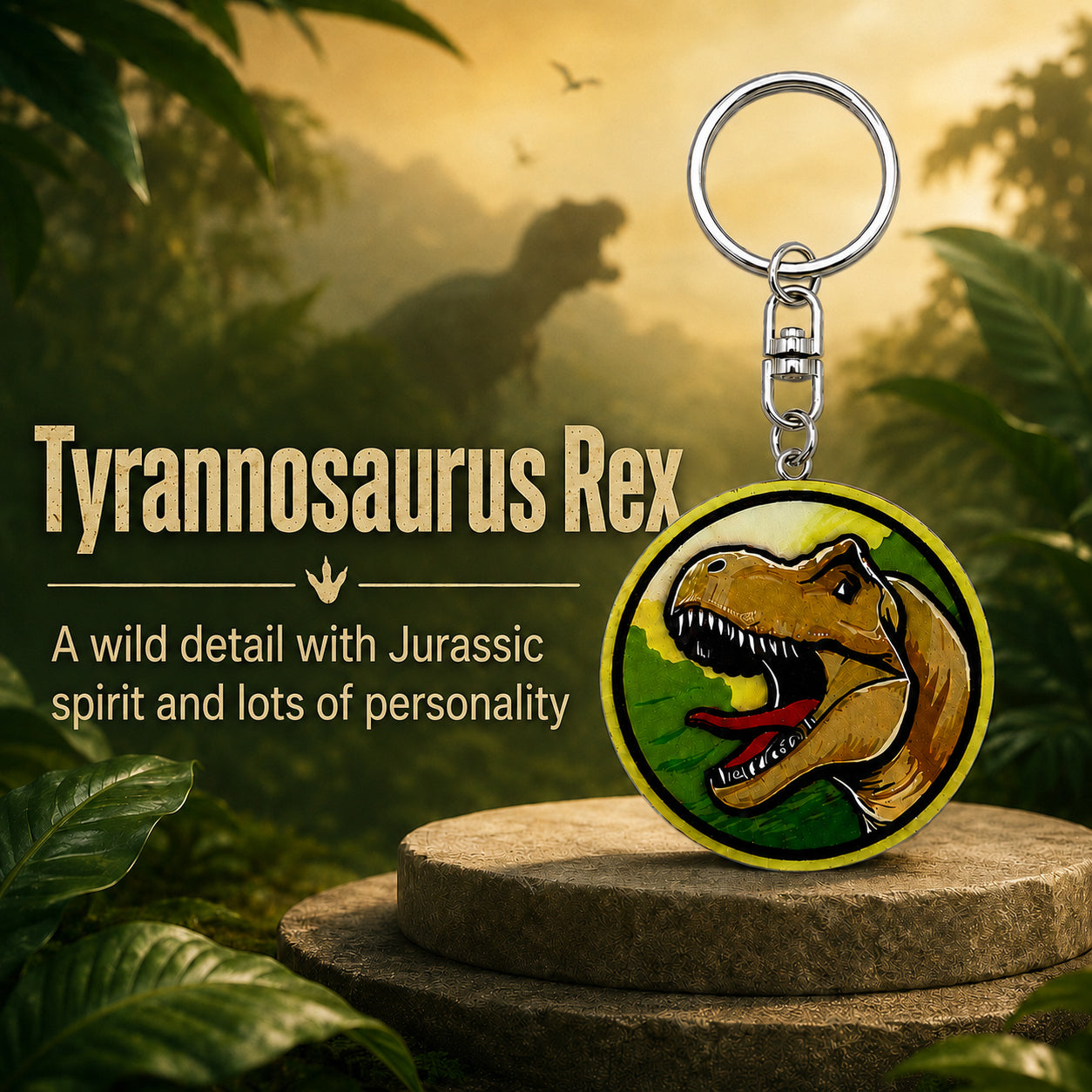 Wooden T-Rex Keyring