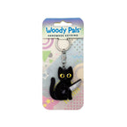 Wooden Black Cat with Knife Keyring