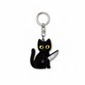 Wooden Black Cat with Knife Keyring