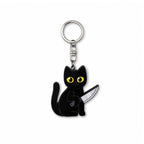 Wooden Black Cat with Knife Keyring