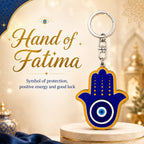 Wooden Hamsa Hand & Evil Eye Keyring