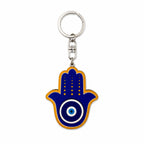 Wooden Hamsa Hand & Evil Eye Keyring
