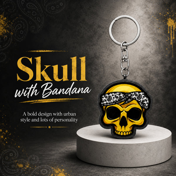 Wooden Skull Keyring