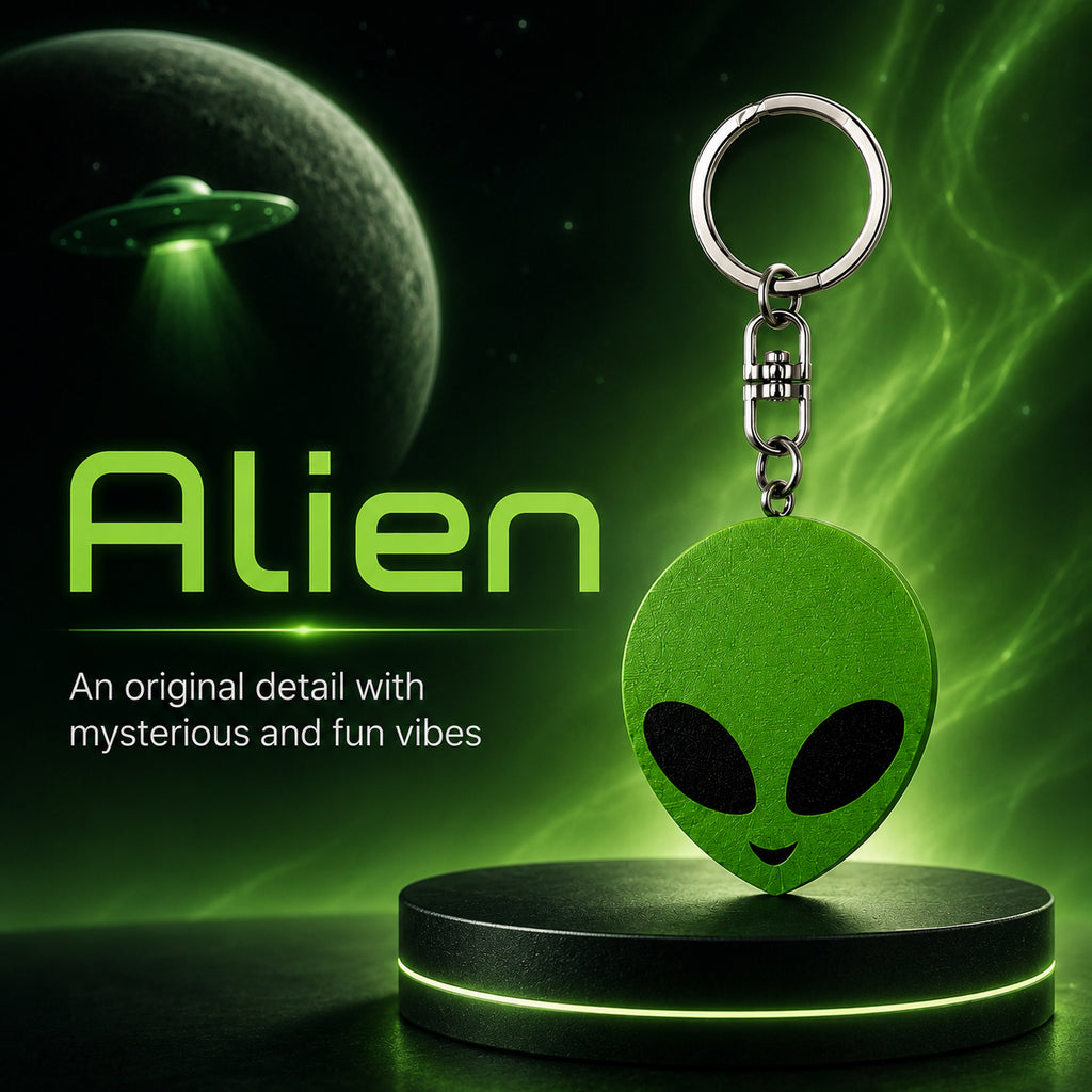Wooden Alien Keyring