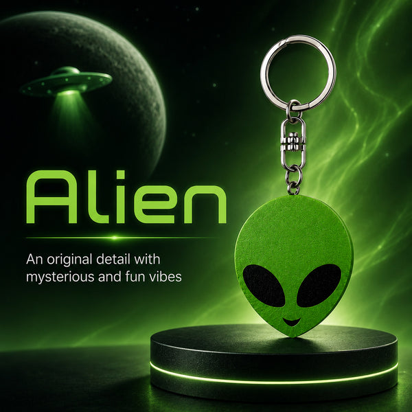 Wooden Alien Keyring