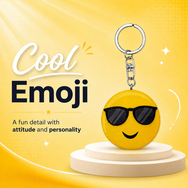 Wooden Cool Emoji Keyring