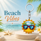 Wooden Sunglasses Emoji Keyring
