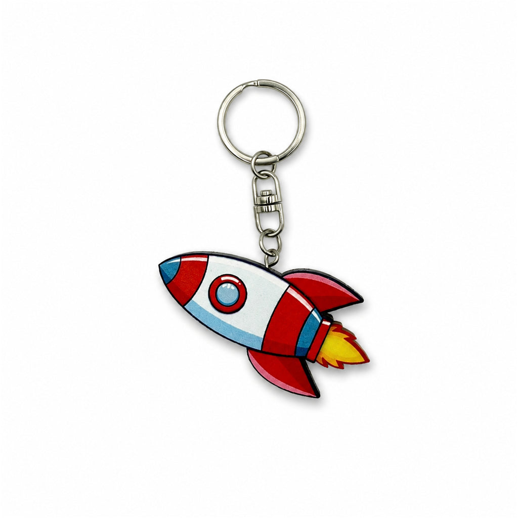 Wooden Rocket Keyring