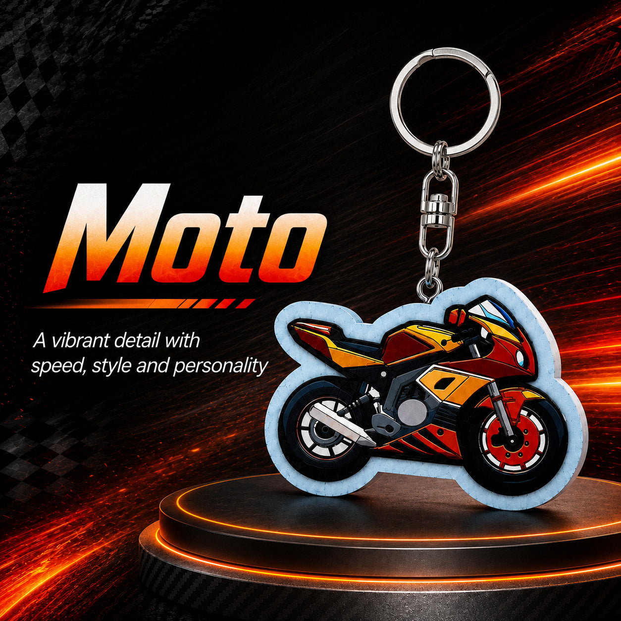 Wooden Motorcycle Keyring