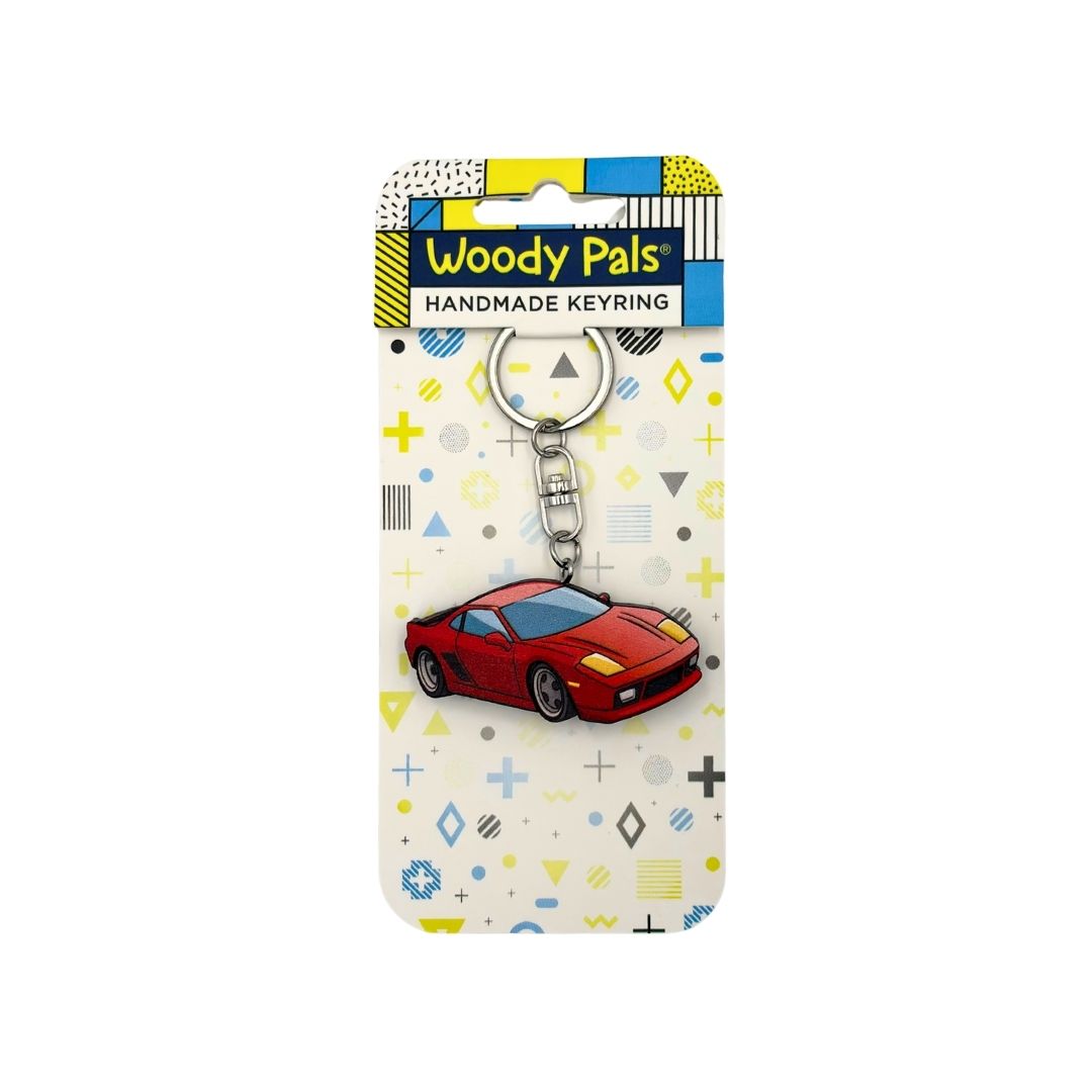 Wooden Sports Car Keyring