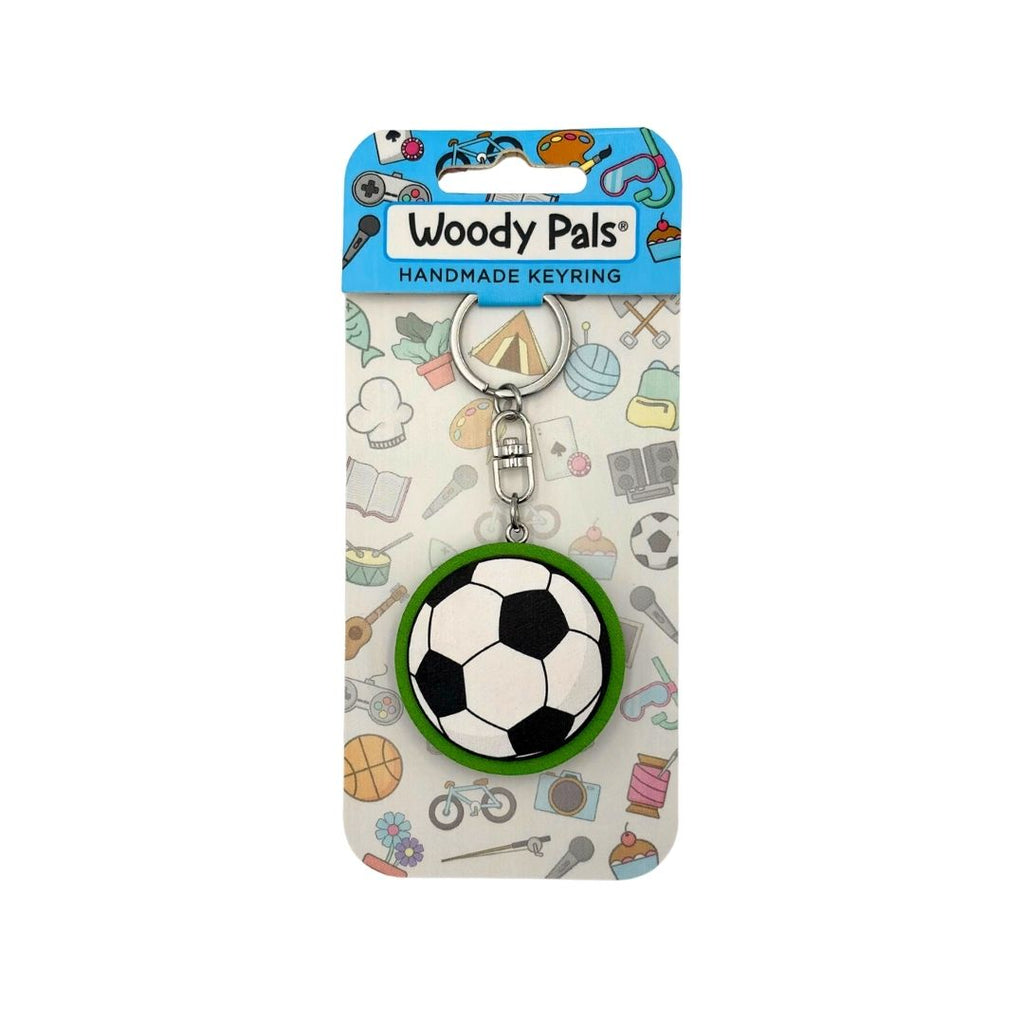 Wooden Football Ball Keyring