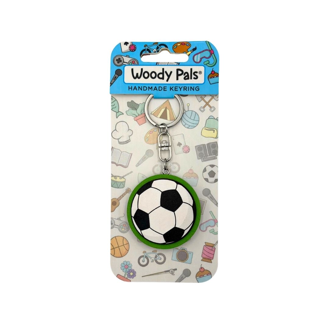 Wooden Football Ball Keyring