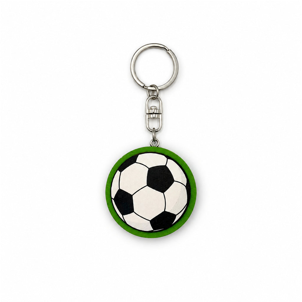 Wooden Football Ball Keyring