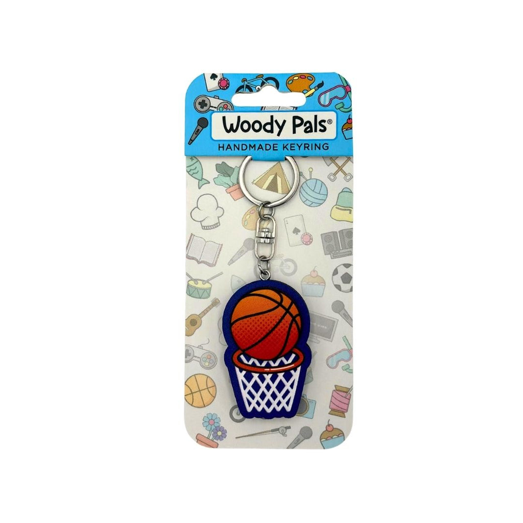 Wooden Basketball Ball Keyring