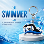 Wooden Swimmer Keyring