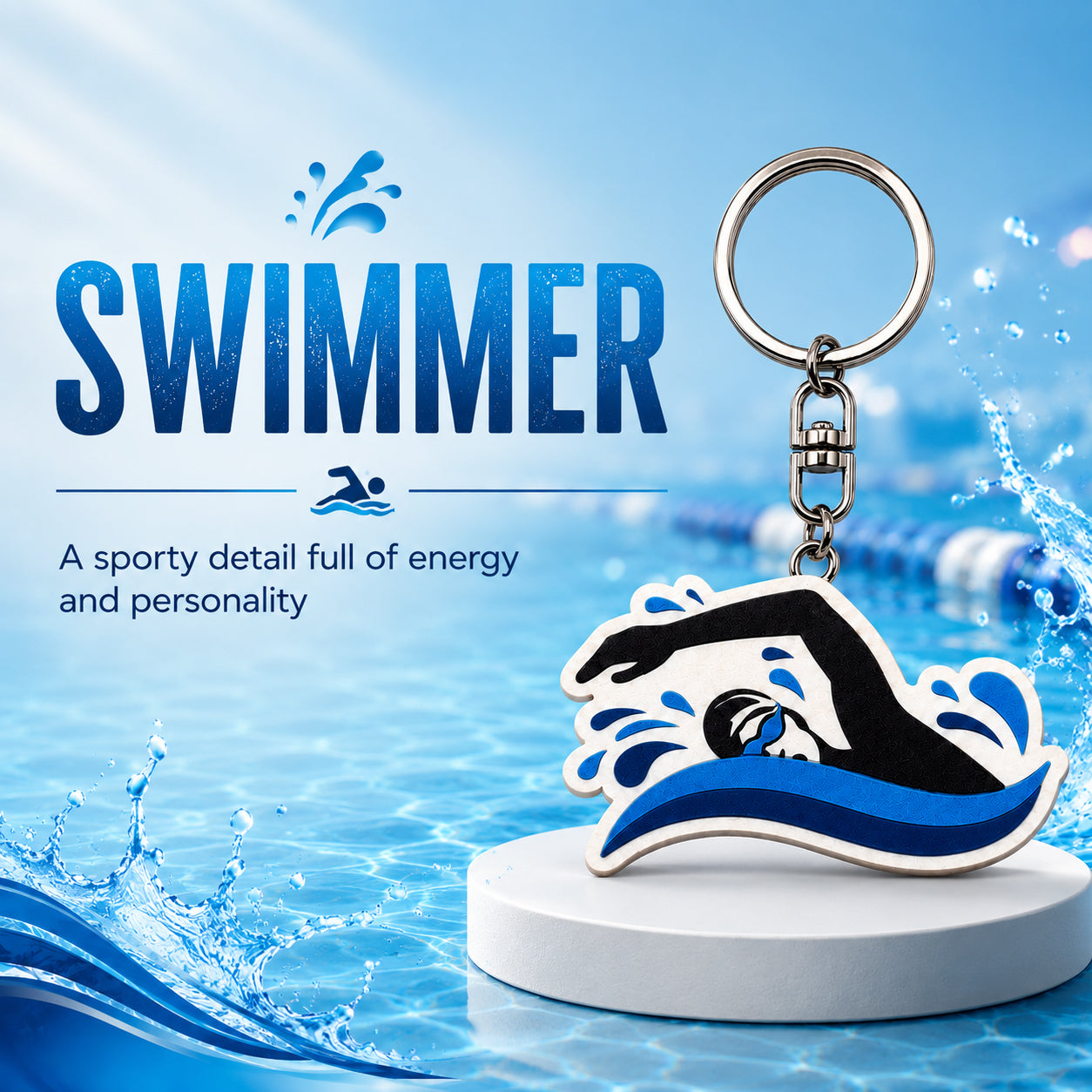 Wooden Swimmer Keyring