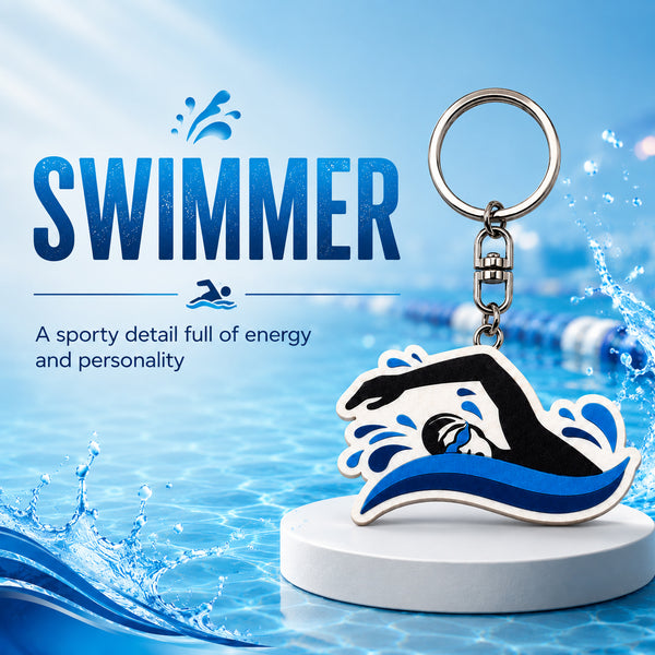 Wooden Swimmer Keyring