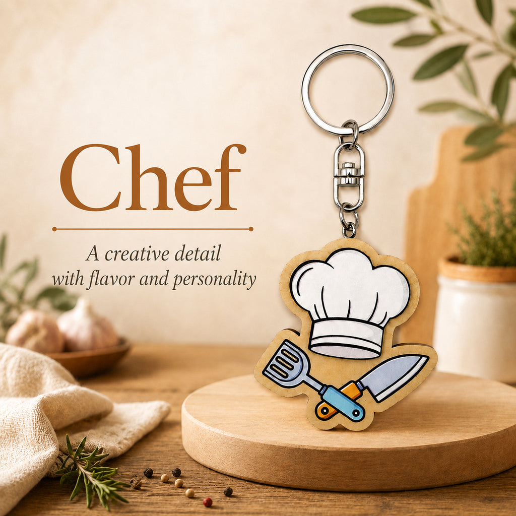 Wooden Chef Keyring