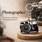 Wooden Retro Camera Keyring