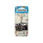 Wooden Retro Camera Keyring