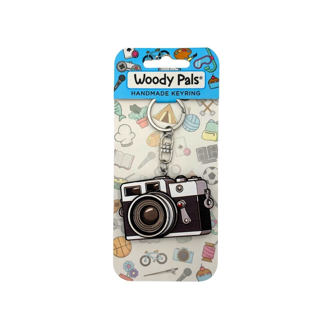 Wooden Retro Camera Keyring