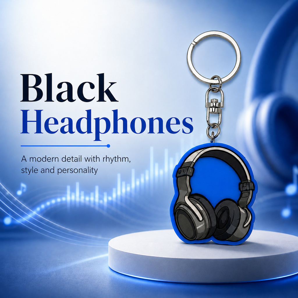 Wooden Black Headset Keyring