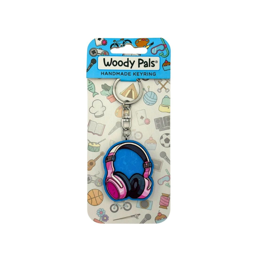 Wooden Pink Headset Keyring