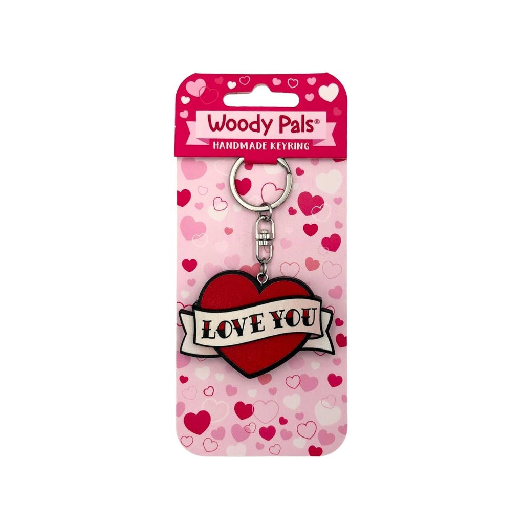 Wooden Love Tattoo Keyring