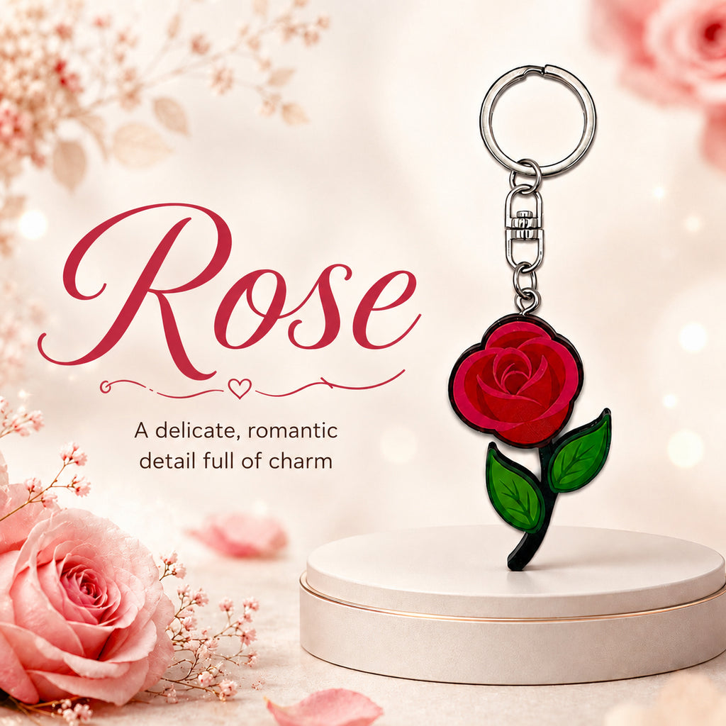Wooden Rose Keyring