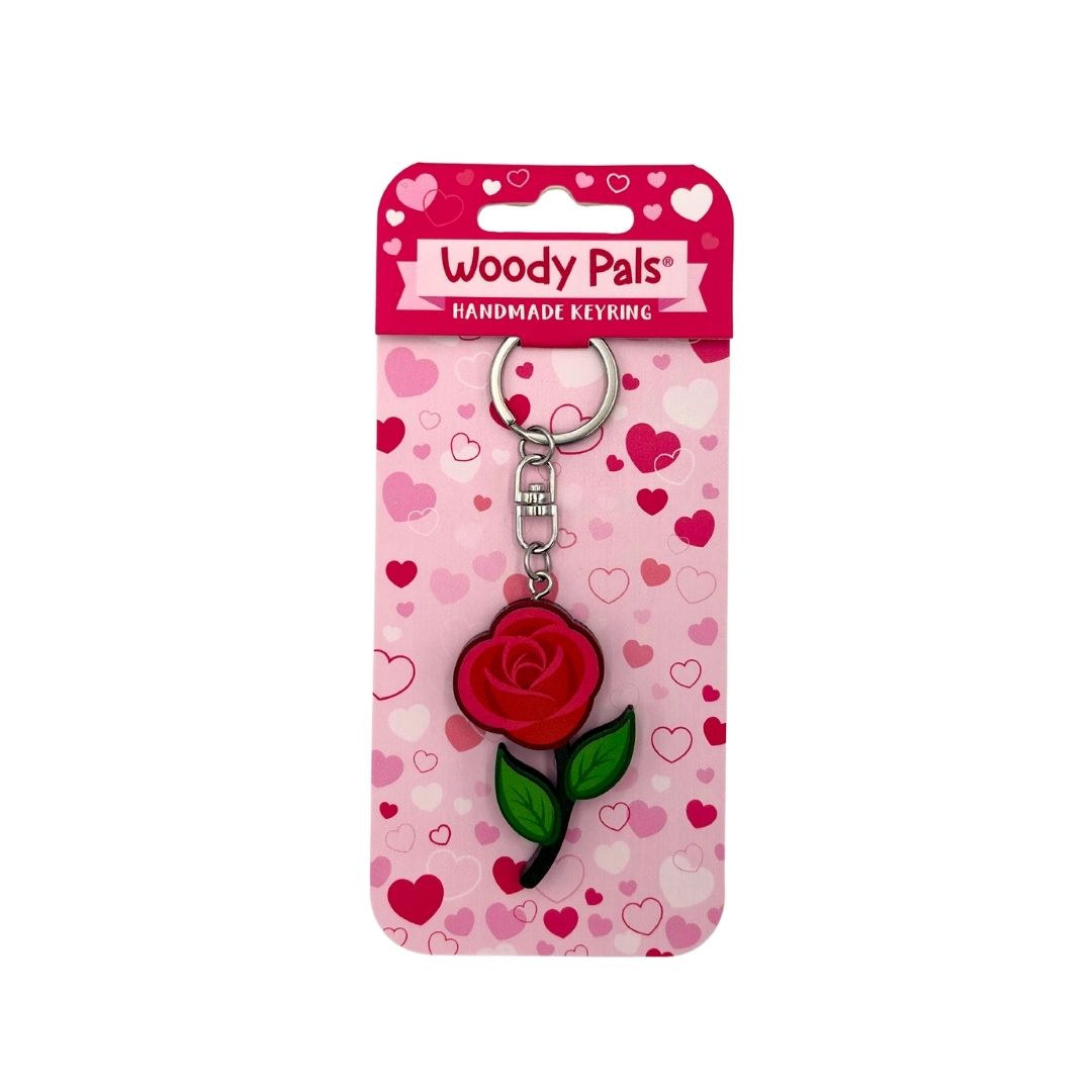Wooden Rose Keyring