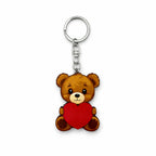 Wooden Teddy Bear Heart Keyring
