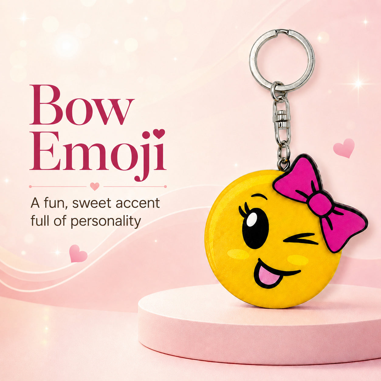 Wooden Bow Emoji Keyring