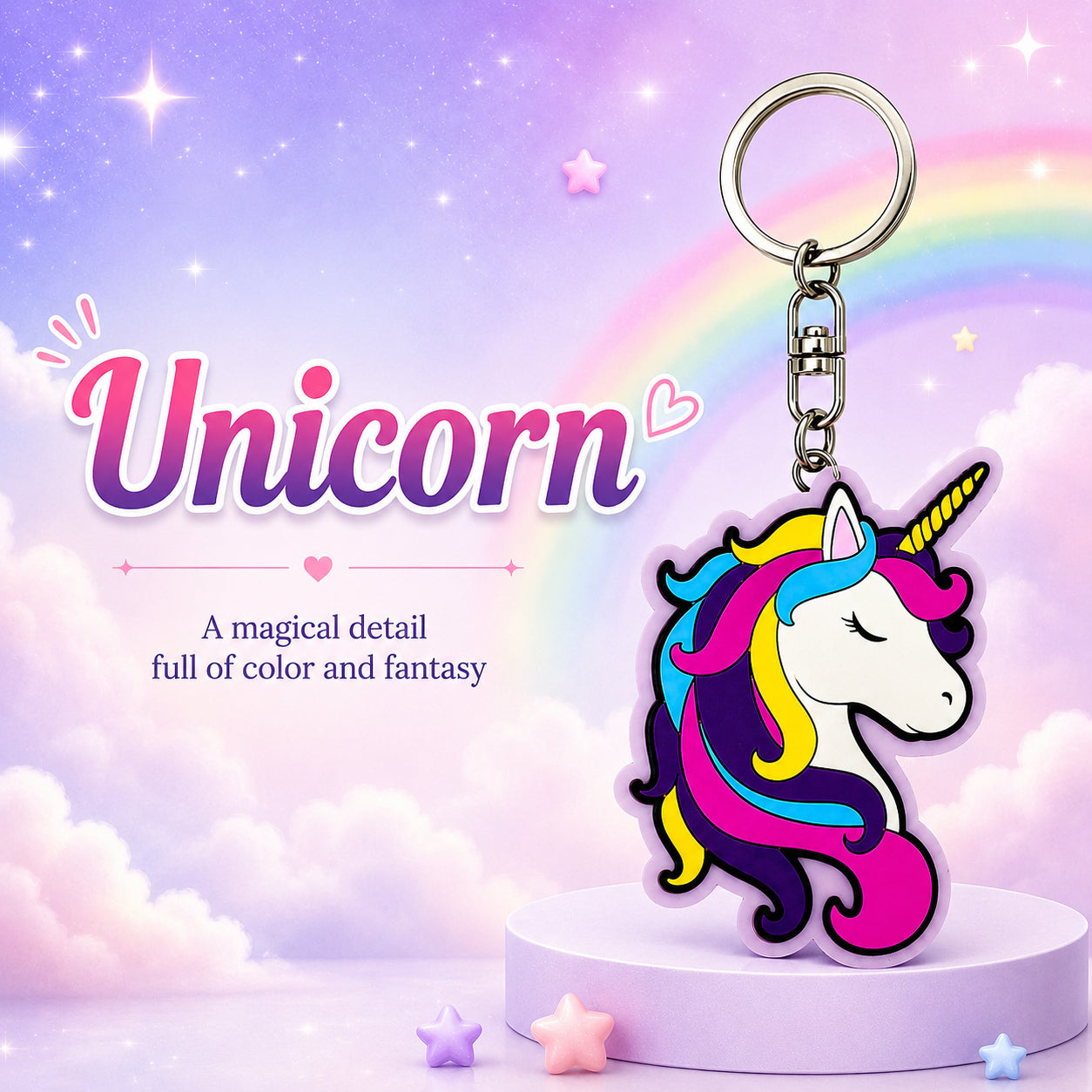 Wooden Unicorn Keyring