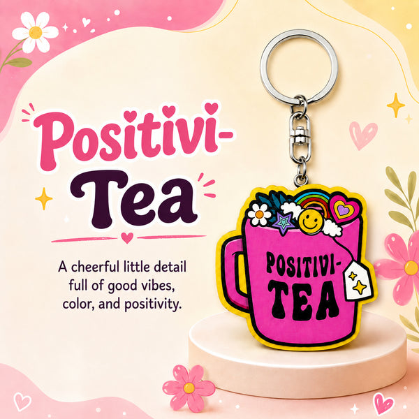 Wooden Positivi-Tea Keyring