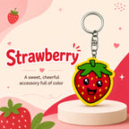 Wooden Strawberry Keyring