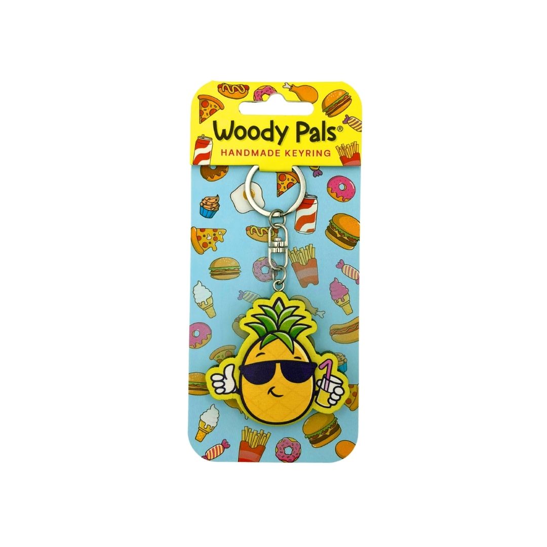 Wooden Cool Pineapple Keyring