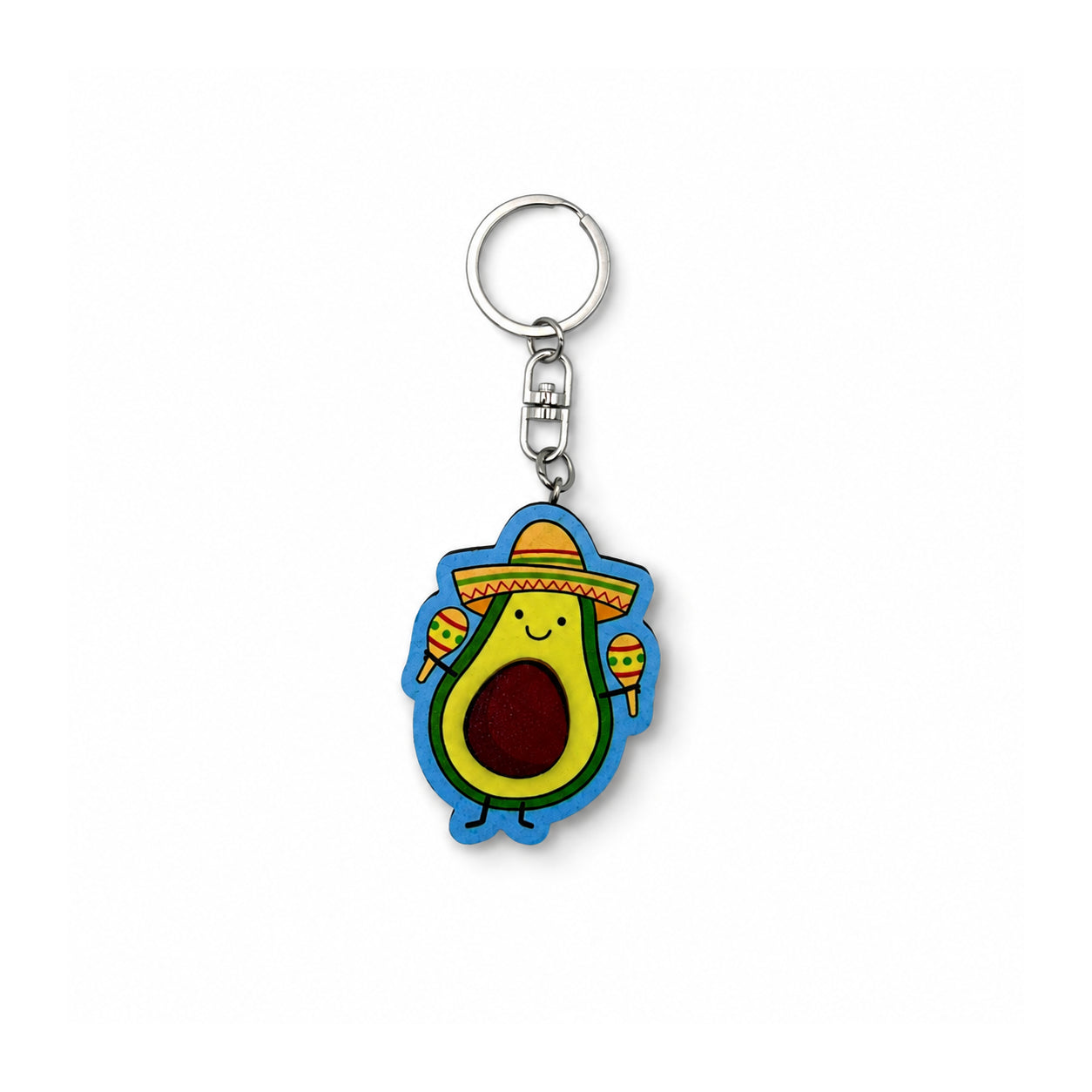 Wooden Mariachi Avocado Keyring