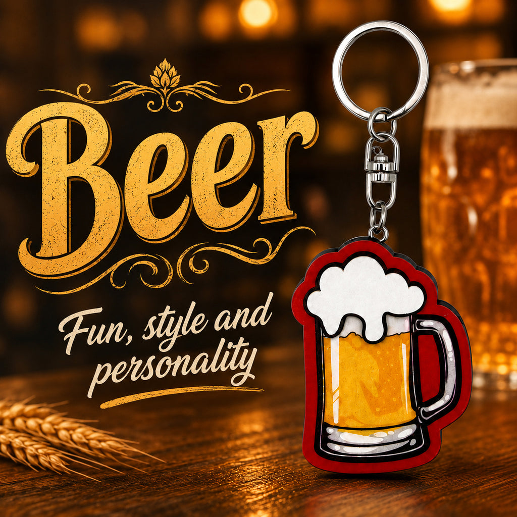 Wooden Beer Mug Keyring