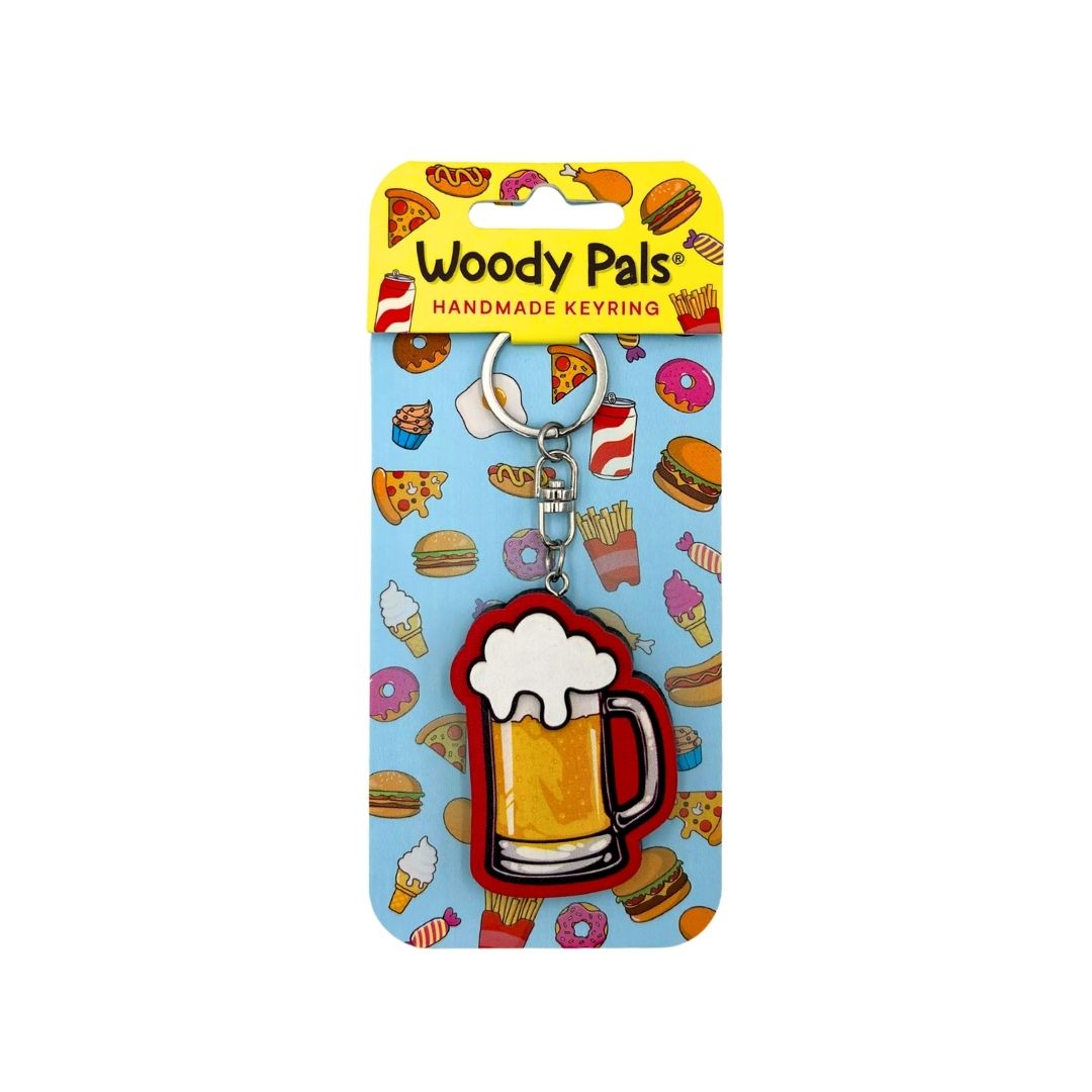Wooden Beer Mug Keyring