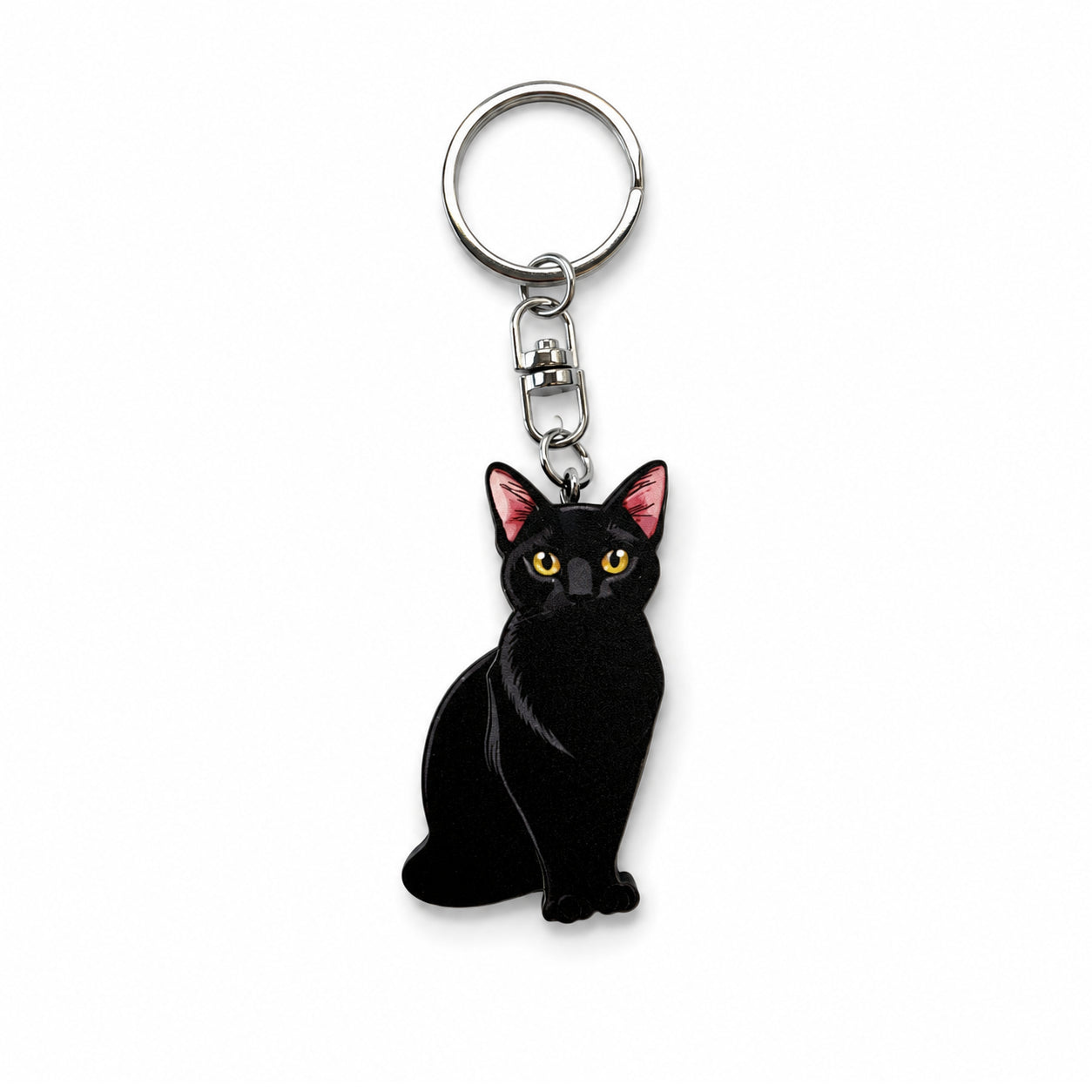 Wooden Black Cat Keyring