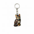 Wooden Tabby Cat Keyring