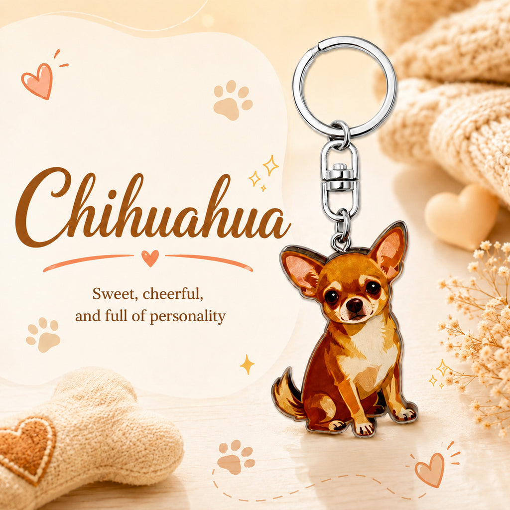 Wooden Chihuahua Keyring