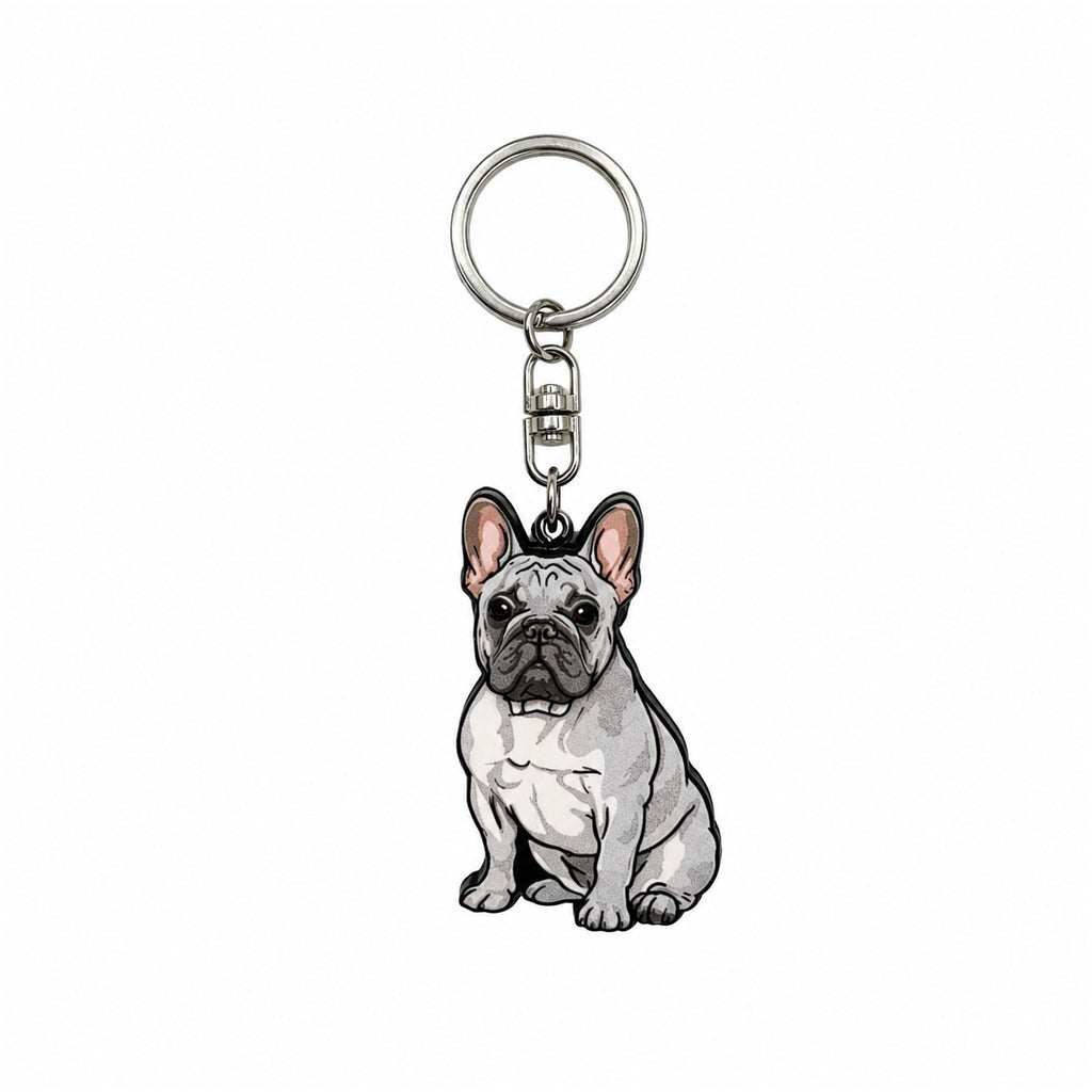 Wooden Bulldog Keyring
