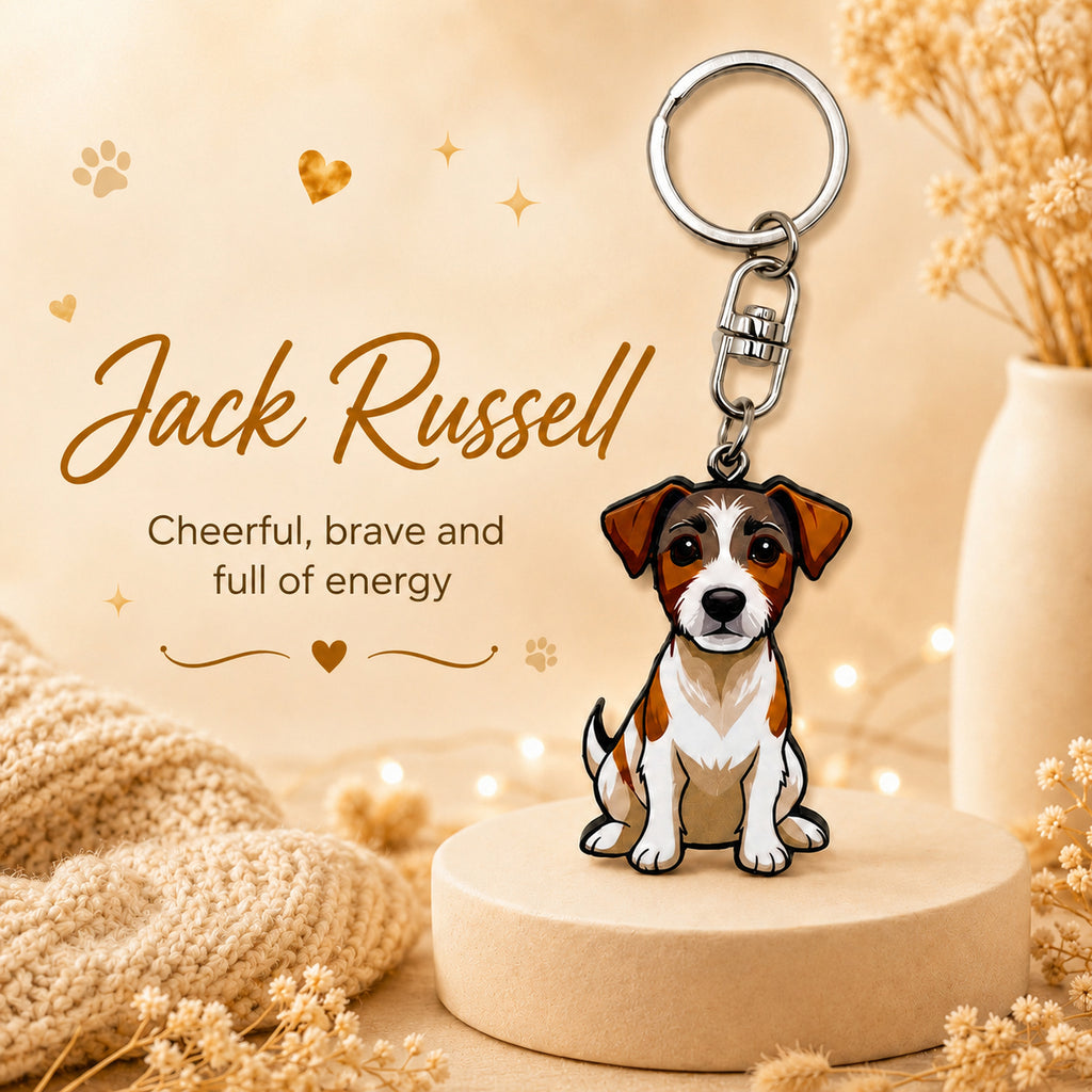Wooden Jack Russell Keyring