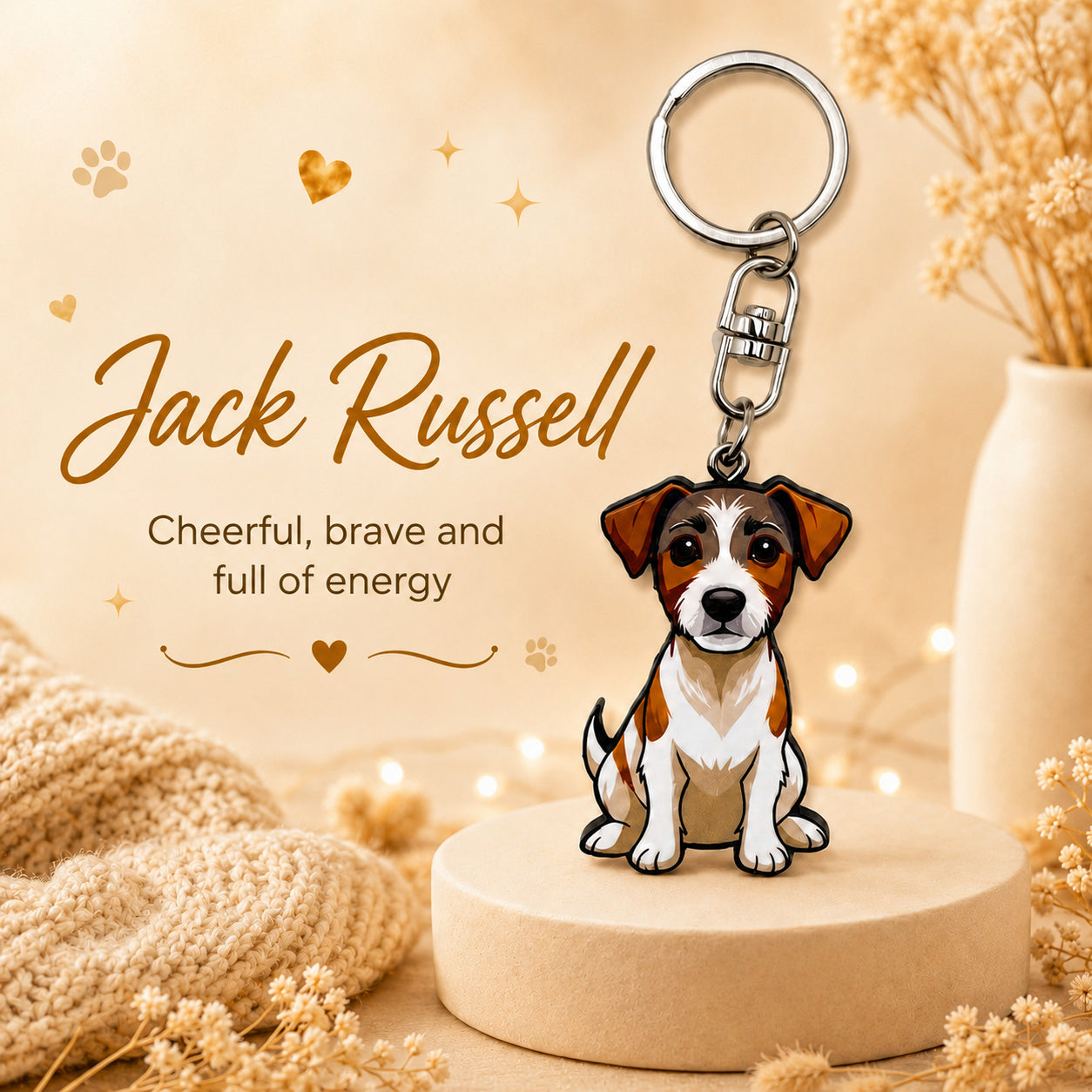 Wooden Jack Russell Keyring